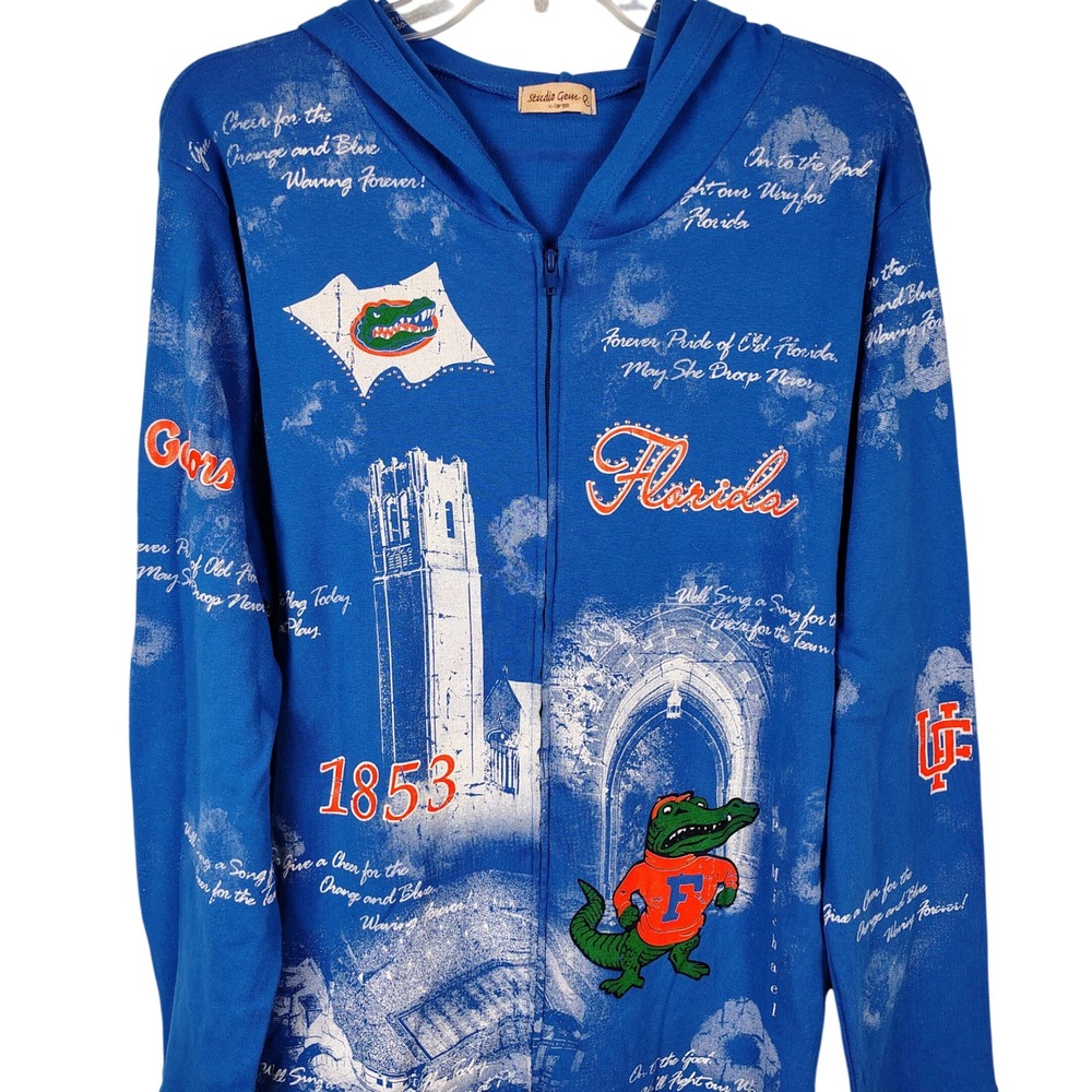 Studio Gem‎ Florida Gators Full Zip Hoodie Blue Graphic Sweatshirt XL